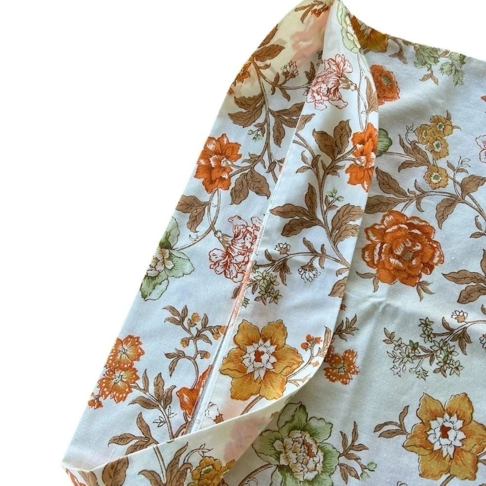 Vintage Bibb USA Coventry Garden 3-Piece Floral Sheet Set Orange Green Full
